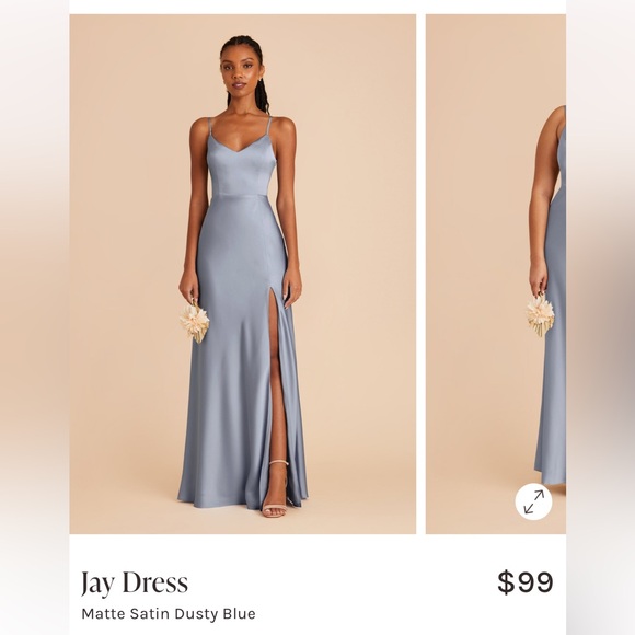 Dusty Blue Bridesmaid Dress Matte Satin Size Medium | Birdy Grey Jay